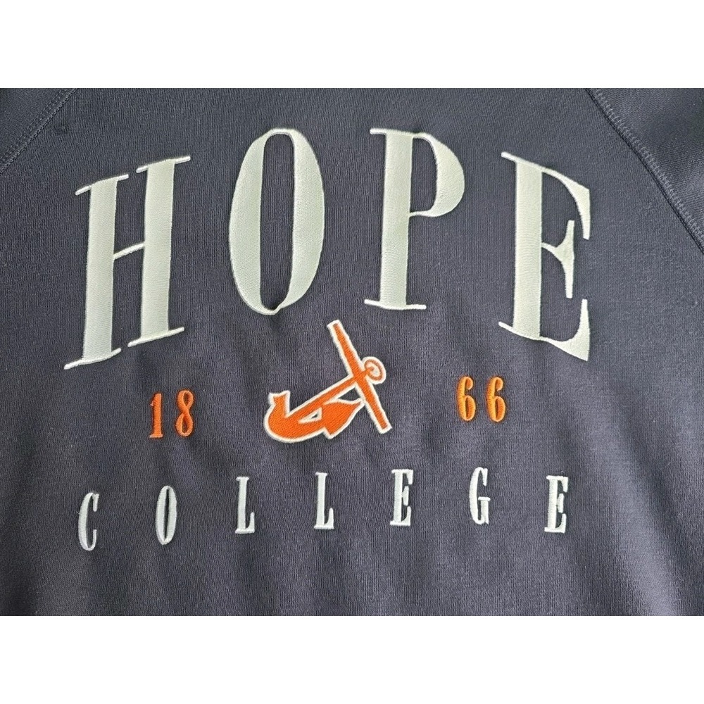 Hope College Navy Embroidered SPELL OUT Crew Sweatshirt FLYING DUTCHMAN